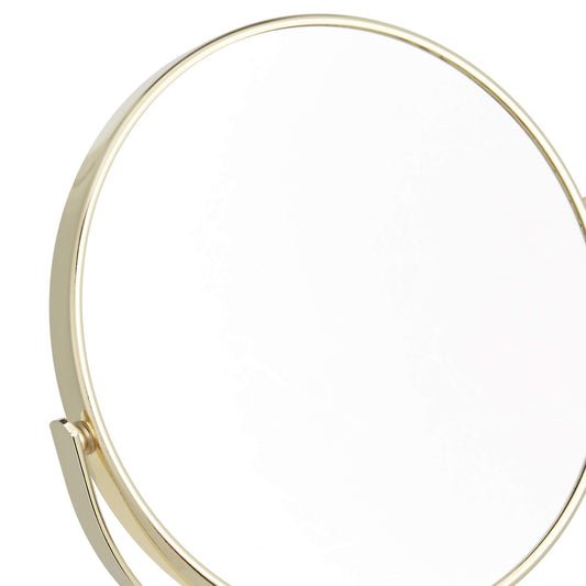 Amazon Basics Tabletop Magnifying Vanity Round Mirror with Clear Reflection, 1X/5X Magnification, Iron Frame, 7.2" x 4.92", Gold